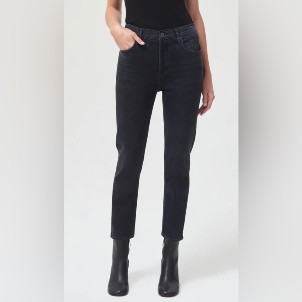 Agolde Riley High Rise Straight Crop (Stretch) Jeans in Panoramic Size 32